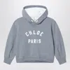 Chloé Grey Hoodie With Logo In Blue