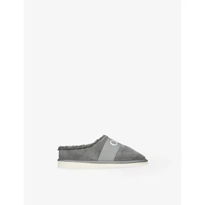 Chloé Grey Kids' Shearling And Suede Slippers Eur 38 / 5 Uk In Gray
