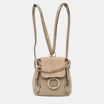 Pre-owned Chloé Grey Leather And Suede Faye Backpack