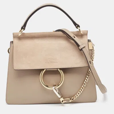 Pre-owned Chloé Grey Leather And Suede Faye Top Handle Bag