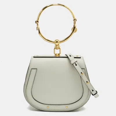 Pre-owned Chloé Grey Leather And Suede Small Nile Bracelet Shoulder Bag In Gray