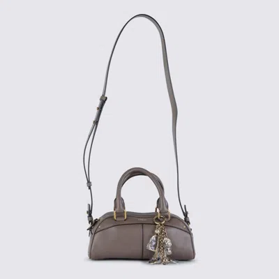 Chloé Chloe Grey Leather Chloe Bowling Top Handle Bag In Gray
