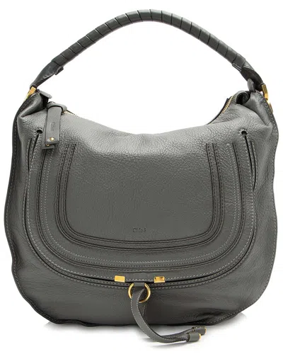 CHLOÉ CHLOÉ GREY LEATHER MARCIE LARGE HOBO (AUTHENTIC PRE-LOVED)