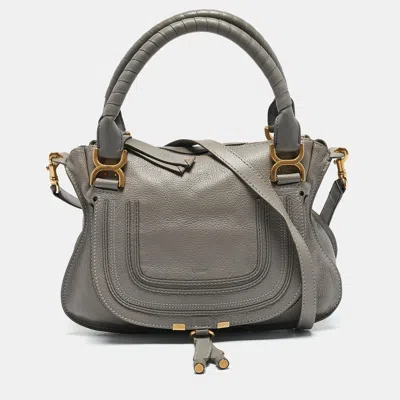 Pre-owned Chloé Grey Leather Medium Marcie Shoulder Bag