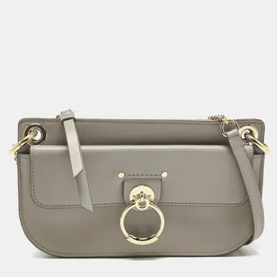 Pre-owned Chloé Grey Leather Mini Tess Crossbody Bag In Gray