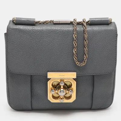 Pre-owned Chloé Grey Leather Small Elsie Shoulder Bag