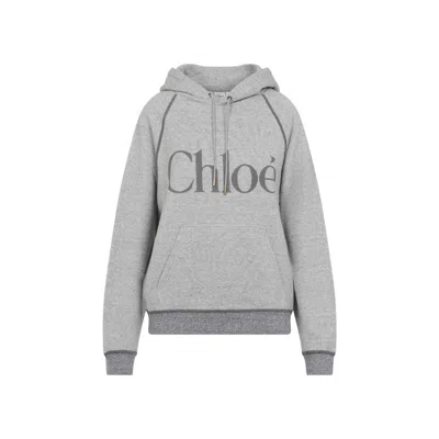 Chloé Grey Logo Hoodie In Gray