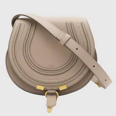 Chloé Marcie Textured-leather Crossbody Bag In Beige