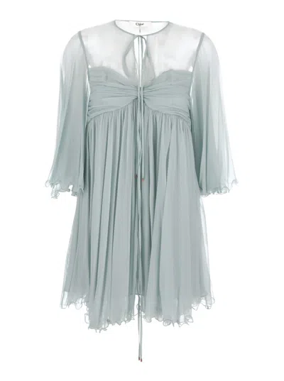 Chloé Grey Pleated Mini Dress