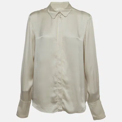 Pre-owned Chloé Grey Satin Long Sleeve Shirt M In Gray