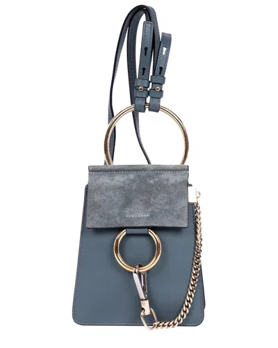 Chloé Grey Smooth Calfskin Leather & Suede Leather Faye Bracelet Pochette  Crossbody In Gray