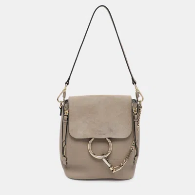 Pre-owned Chloé Grey Suede And Leather Small Faye Day Backpack