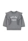 Chloé Grey Sweatshirt For Baby Girl With Logo In Gray