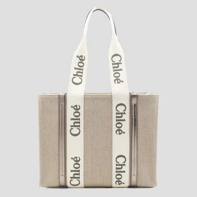 Chloé Grey Woody Tote Bag In Gray