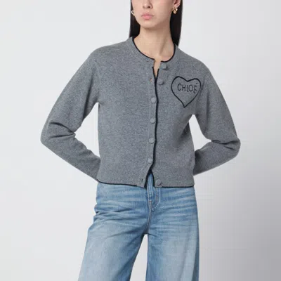Chloé Grey Wool And Cashmere Cardigan In Gray