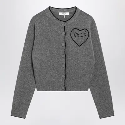 Chloé Grey Wool And Cashmere Cardigan In Gray
