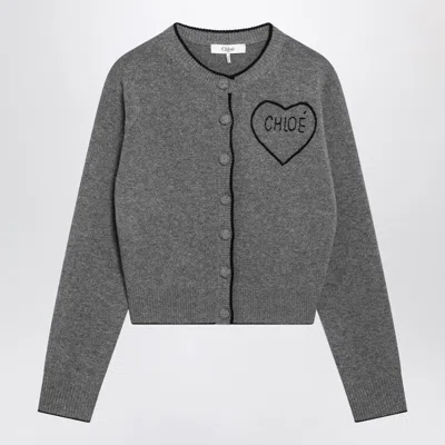 CHLOÉ CHLOE GREY WOOL AND CASHMERE CARDIGAN WOMEN