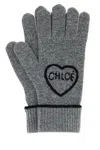 Chloé Grey Wool Blend Gloves In Gray