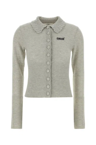 Chloé Chloe Women Grey Wool Cardigan In Gray