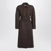 Chloé Double-breasted Coat In Houndstooth Wool In Brown
