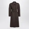 Chloé Double-breasted Coat In Houndstooth Wool In Brown