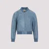 CHLOÉ GRIZZLED BLUE LAMB SUEDE LEATHER JACKET