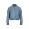 Chloé Blue Grizzled Suede Leather Jacket In Blue