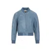 Chloé Blue Grizzled Suede Leather Jacket In Blue