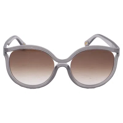 Chloé Grooves 57mm Cat Eye Sunglasses In Brown Acetate In Multi