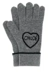 Chloé Grey Wool Blend Gloves In Gray