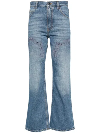 Chloé Guipure-detail Bootcut Jeans In Blue