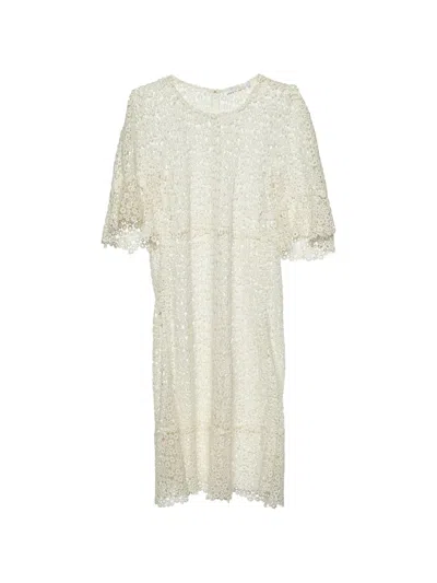 Pre-owned Chloé Guipure Lace Midi Dress In White
