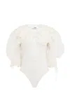 Shop Chloé Guipure Lace Bodysuit In White