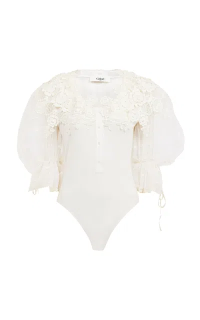 Chloé Guipure Lace Shirt In White