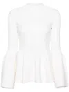 Chloé White Guipure-lace Flared Sweater - Women's - Polyamide/spandex/elastane/wool