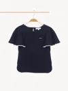 Chloé Guipure-trim T-shirt Blue Size 8 100% Cotton In Blue