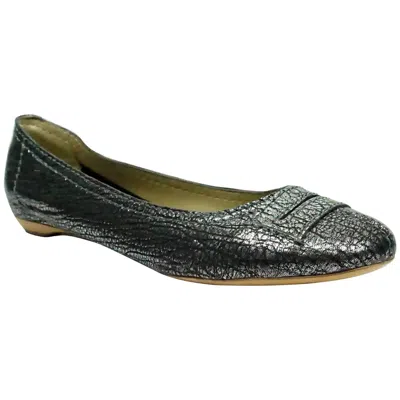 Pre-owned Chloé Chloe Gunmetal Metallic Flats - 38.5 In Gray