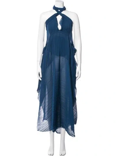 Pre-owned Chloé Halterneck Long Dress In Blue