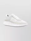 Chloé Hand-stitched Mesh Round Toe Low-top Sneakers In White