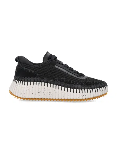 CHLOÉ CHLOÉ HAND-STITCHED MESH SNEAKERS WITH CONTRASTING RIDGED SOLE