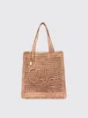 Chloé Summer Banana Embellished Crocheted Embroidered Faux Raffia Tote In Beige