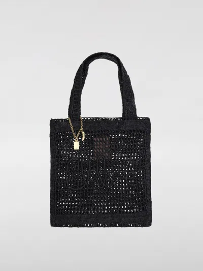 Chloé Women Summer Banana Rafia Tote In Black