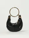 Chloé Bracelet Small Embellished Leather-trimmed Suede Shoulder Bag In Black