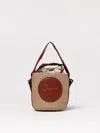Chloé Mini Horse Medal Basket Bag In Natural Fibres Brown Size Onesize 100% Paper Yarn, Calf-skin Leather In Brown