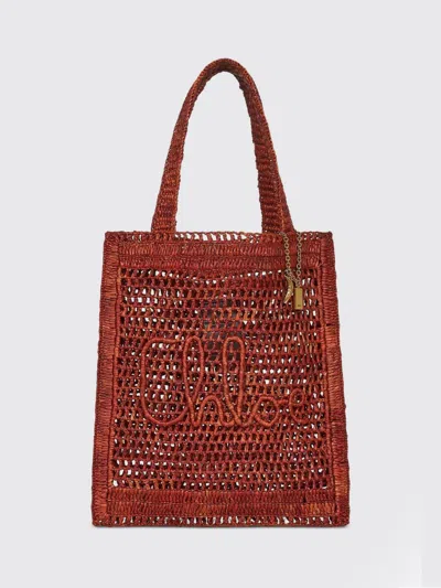 Chloé X Made For A Woman Summer Banana Small Raffia Tote Bag In Brown