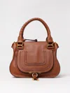 Chloé Marcie Shiny Leather Top Handle Bag In Dark