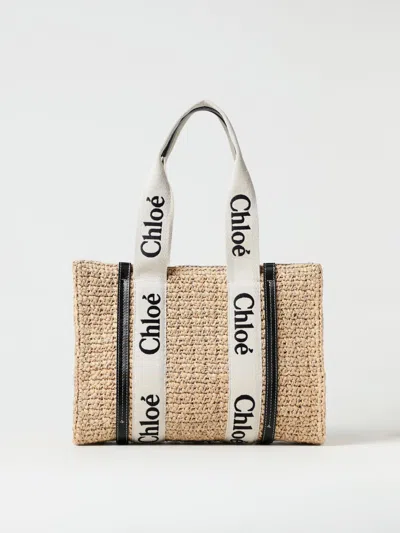 Chloé Medium Woody Tote Bag In Sand