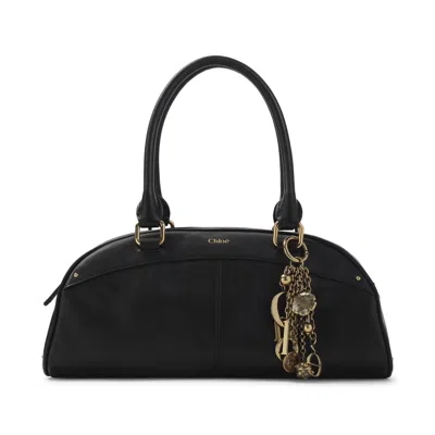 Chloé Bowling Embellished Leather Shoulder Bag In Black