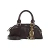 Chloé Mini Leather Multiple-charms Tote Bag In Burgundy