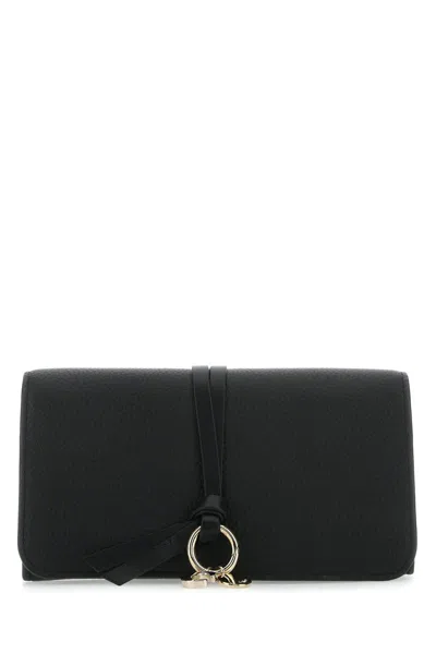 Chloé Chloe Black Leather Alphabet Wallet In 001